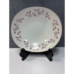 Vintage Macao Fine China Oval Bowl Pink Floral Gold Rim